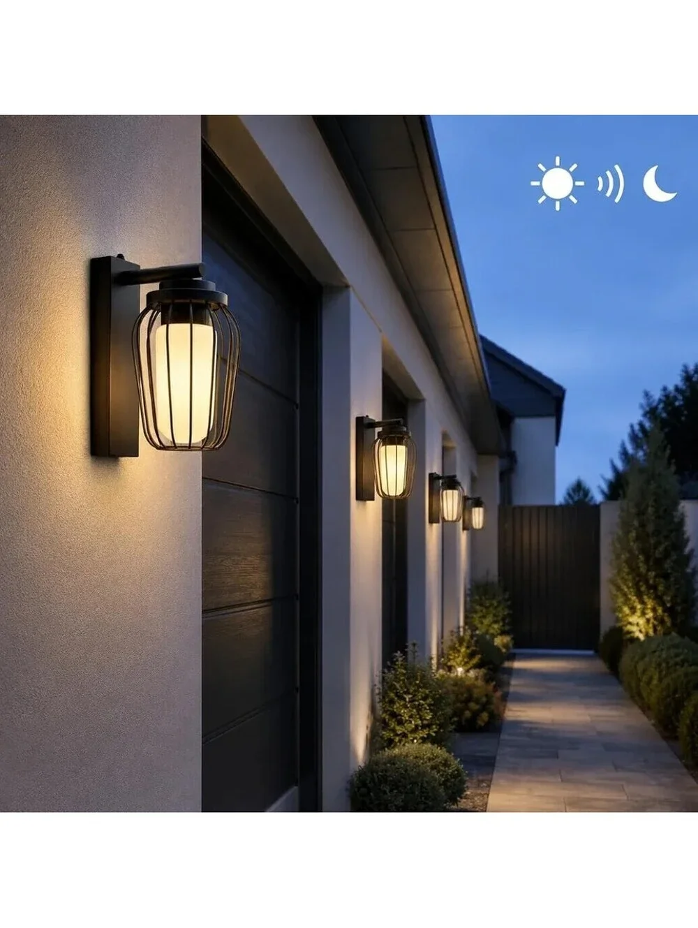 Outdoor Wall Light Lantern Sconce with Dusk-to-Dawn Photocell, Bulb Included